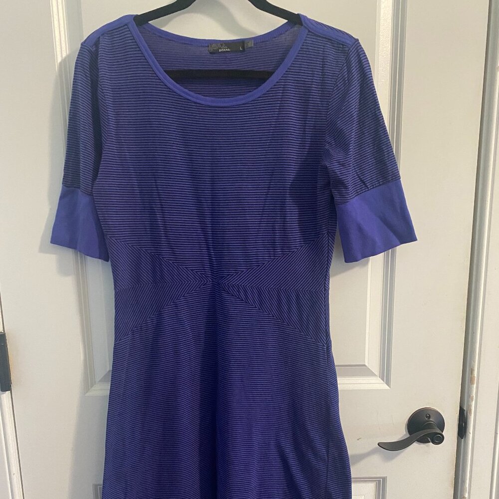 Prana Purple Striped Short-Sleeve Dress